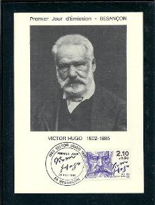 Victor Hugo - Fr.spisovatel - FDC - 100 let od jeho smrti - 1985