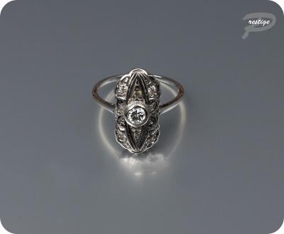 Art Deco - Starožitný luxusní prsten s brilianty Au 585/1000