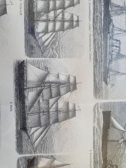Dvě historické litografie zarámovane  - Lodě cca 1885 - Stará a dekorativní grafika