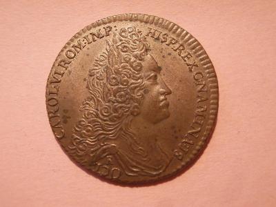 AE Žeton Karla VI. 1717 na holdování v Namuru , TOP STAV ,  RL