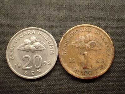 Malajsie 1 Dolar 1995,20 Cent 1993