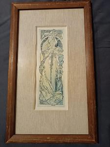 Vzácný starý obraz Alfons Mucha 1900 - litografie