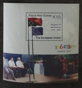 Papua Nová Guinea 2008 Bl.60 7€ 30 let vztahů s EU, vlajky