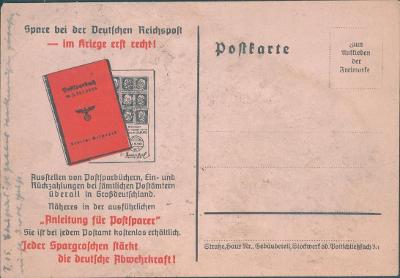 14B1275 Lístek - přítisk Reichspost - reklama na spoření - zajímavé