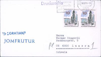 14B1282 Dopis Bremen - Luzern, 2-páska, raz. jomfrutur 