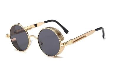 Sluneční Retro Brýle Lenonky Premium STEAMPUNK - Zlato - černé