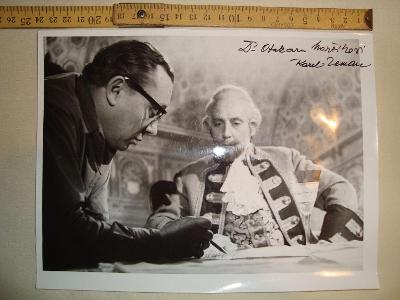Karel Zeman velká fotografie + autogram, pěkný stav. Věnováno   hudebn