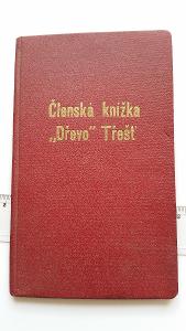 Členská knížka družstvo stolařů "Dřevo" Třešť 1937