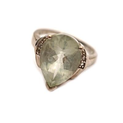 Stříbrný prsten se zelenkavým kamenem - S 220520/23
