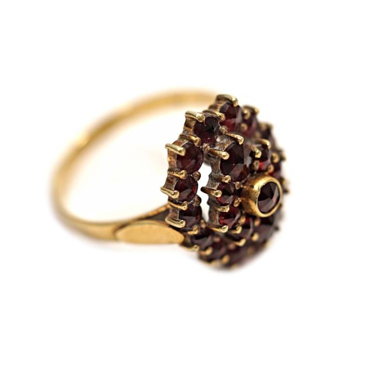 Zlatý prsten s českými granáty - S 220521/15 - Starožitné šperky