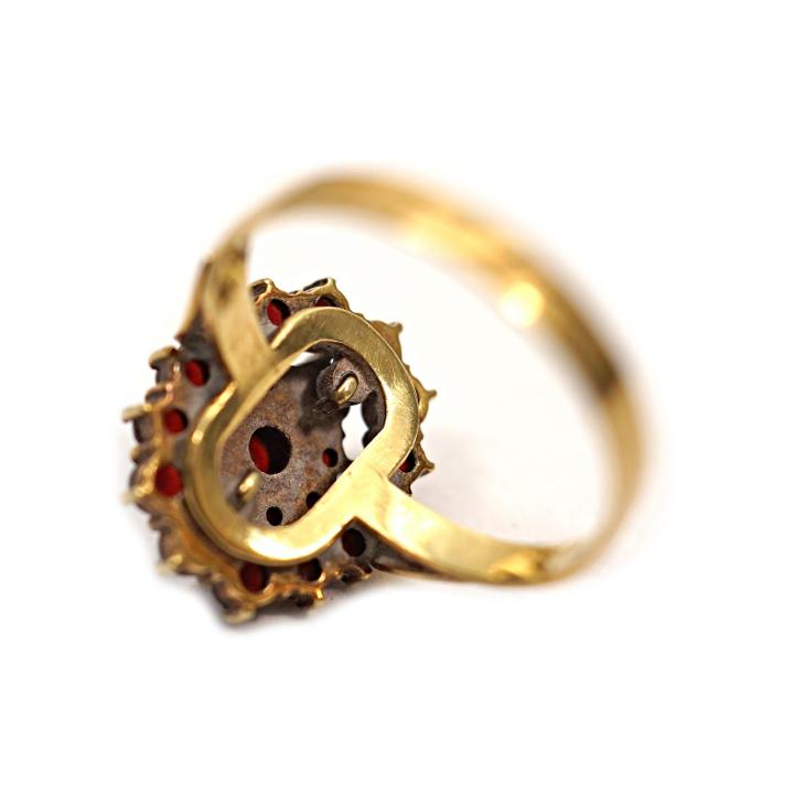 Zlatý prsten s českými granáty - S 220521/15 - Starožitné šperky