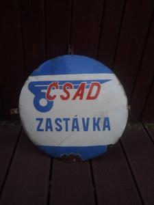 Stará smaltovaná cedule - ČSAD -ZASTAVKA  