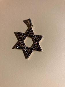 Židovská hvězda - náhrdelník ,přívěsek na řetěz - České granáty 