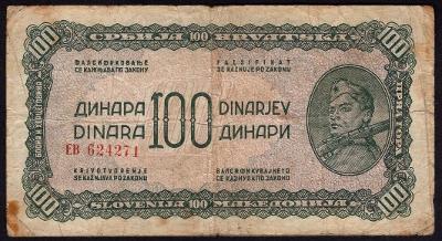 JUGOSLÁVIE 100 Dinaru 1944