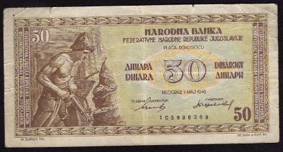 JUGOSLÁVIE 50 Dinaru 1946
