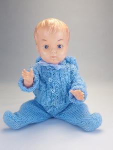 starožitná dětská panenka - chlapec v modrém