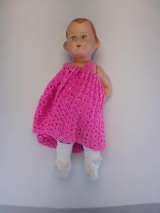 starožitná dětská panenka - růžová - značená