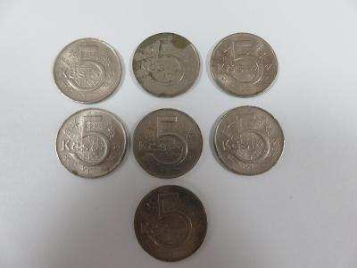 Mince ČSSR - 5 Kčs - 1975, 1979, 1980, 1983, 1984, 1985, 1989