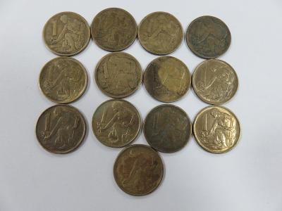 Mince ČSSR - 1 Kčs 1963- 1990 (13Ks)