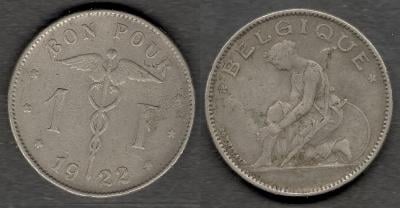 1922 Belgie 1 frank z oběhu, 05