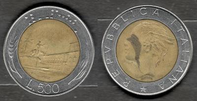 1982 Itálie 500 lir z oběhu, Řím bimetal, 05