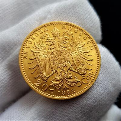 Vzácnější rakouská 20 Koruna 1902 BZ, František Josef I., zlatá mince
