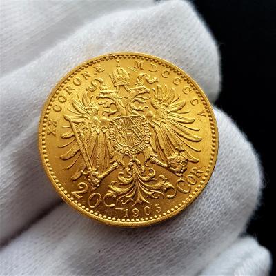 Vzácná rakouská 20 Koruna 1905 BZ, František Josef I., zlatá mince
