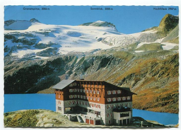 ZELL am SEE - hotel RUDOLFSHÜTTE, Alpy, Rakousko- hory, razítko hotelu - Pohlednice