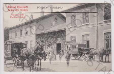 Slovensko - Piešťany - nádraží, kůň kočár - lepore