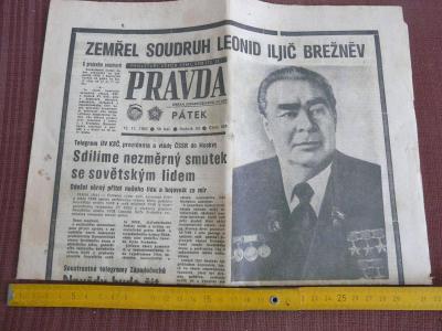 STARÉ NOVINY PRAVDA-SMRT BRĚŽNĚVA 1982