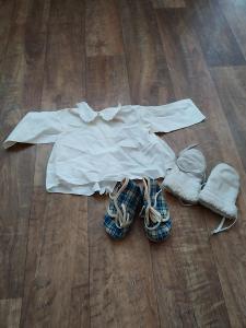 Stará košilka,bačkůrky a rukavice-vhodné na panenky