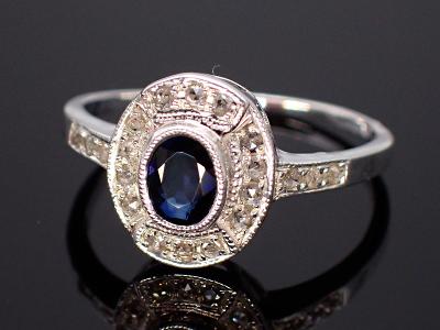 Luxusní prsten safír+diamanty