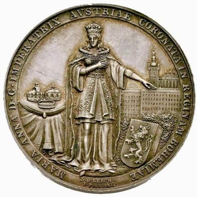 Medaile (J. Lerch) - Ke korunovaci Marie Anny na českou královnu 