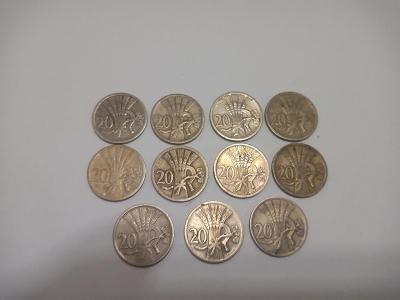Mince ČSR, 20 haléře každá mince jiný ročník, hezký stav.