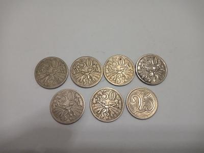 Mince ČSR, 50 haléře každá mince jiný ročník, hezký stav.