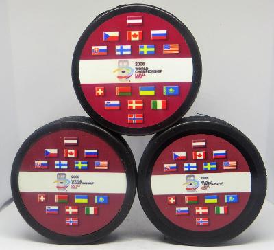 NATIONS VLAJKY komplet SET 3x plech logo HOKEJ PUK IIHF MS 2006 Riga