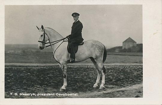 Prezident T. G. Masaryk na koni - Pohlednice