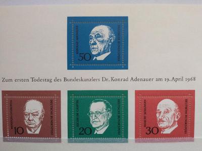 Deutschland, Mi Block 4, 1. Todestag Konrad Adenauer