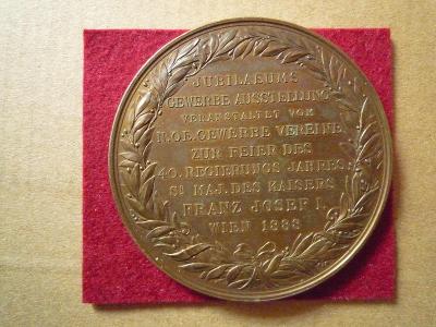 Medaile Gewerbe Ausstellung 40 let vlady F.Josef I.1888 (Schwartz)