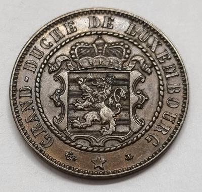 Luxembursko, Viliam III., 10 Centimes 1865 A, krásna patina, aUNC!