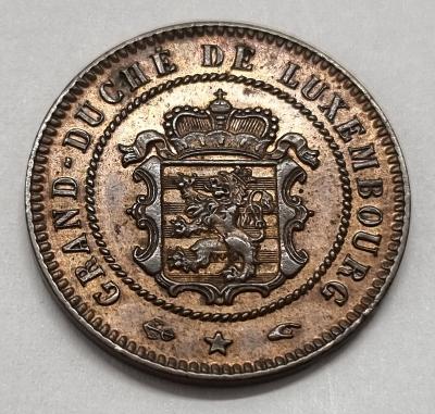 Luxembursko, Viliam III., 5 Centimes 1855 A, krásna patina, UNC!