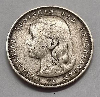 Holandsko, Wilhelmina I., 1 Gulden 1892, pekná patina, TOP!
