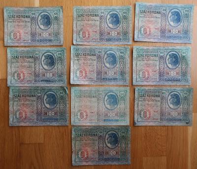 100 korun 1912 bez přetisku, 10 ks