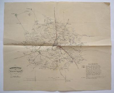 1844 železniční mapa Düsseldorf Eisenbahn-Karte   