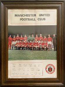 Historický plakat -zarámovaný Manchester united football club