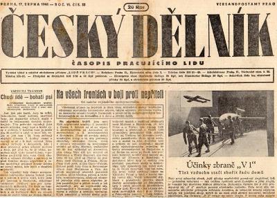 Noviny Český dělník, VI/33, 1944
