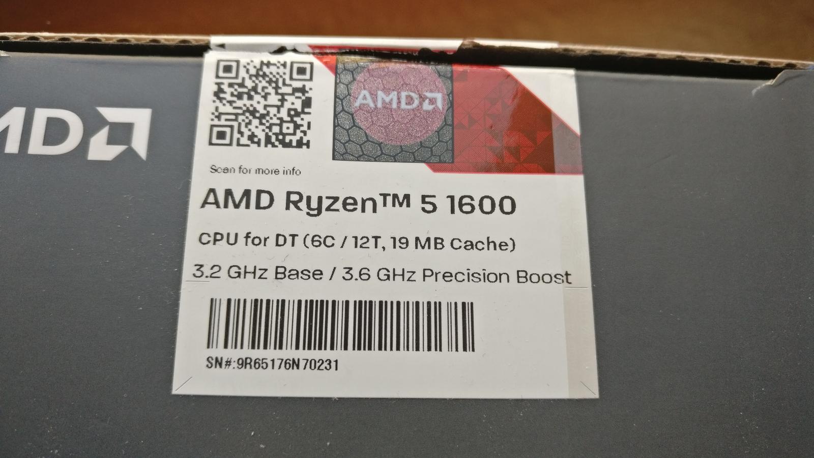 AMD Ryzen 5 1600 s.AM4 3,2/3,6GHz 6 jáder/12 vláken box 100% funkční✅ - Počítače a hry