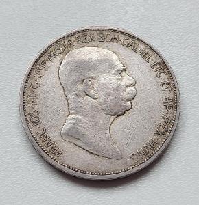 Stříbrná 5 koruna 1908 FJI- Rakousko-Uhersko - s nádhernou patinou 