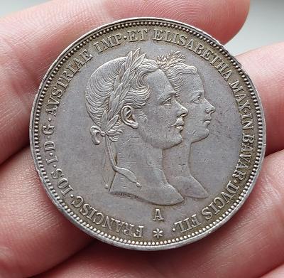 2 Zlatník ( tolar ) 1854 A Svatební, mincovna Vídeň František Josef I