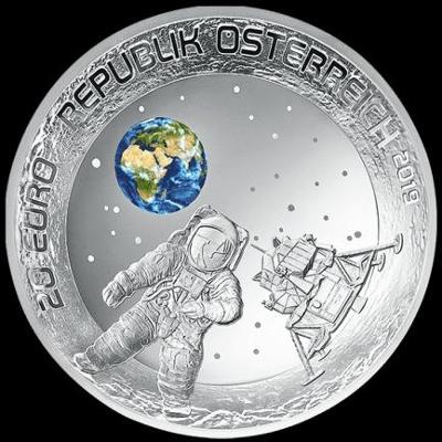 20 Euro 2019 Přistání na Měsíci Niel Armstrong první člověk na Měsíci